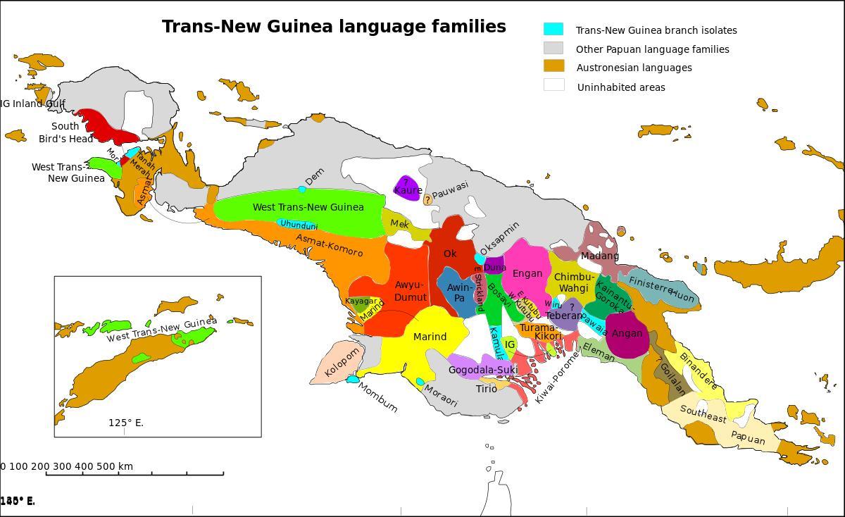 mapa papua-nová guinea jazyk