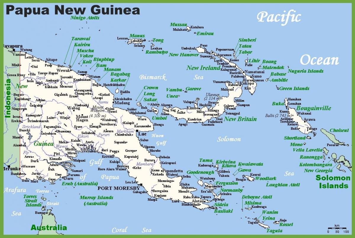 papua-nová guinea na mape